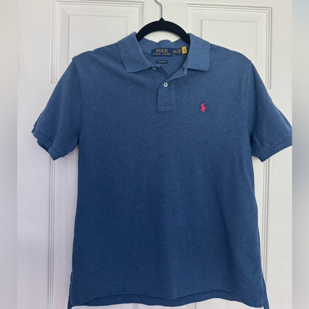 Ralph Lauren Blue Polo Shirt Classic Knit Design
